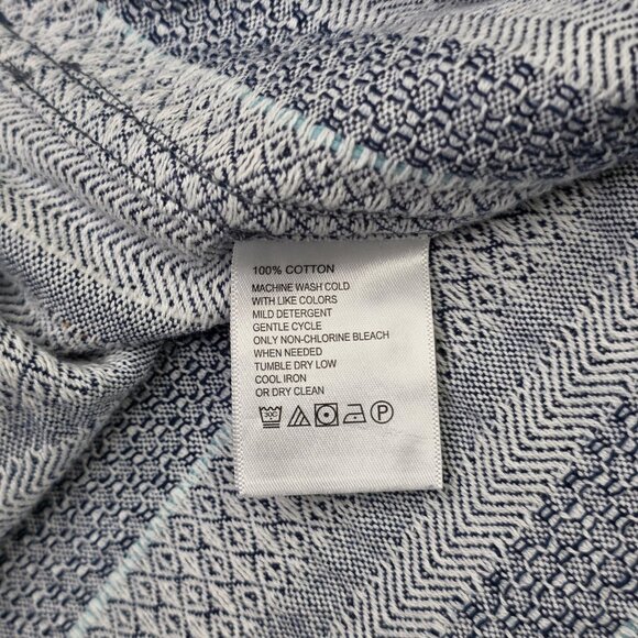 Tommy Bahama Shirt Men XL Blue Gray Striped Herringbone Camp Short Sleeve Pocket - Picture 10 of 12